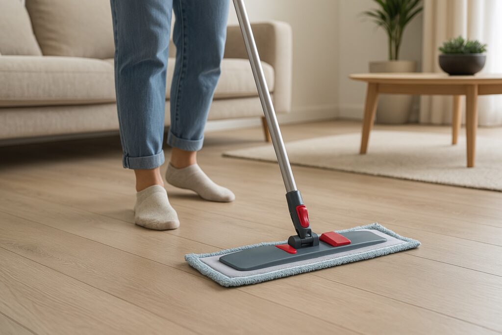 pvc vloer onderhoud met dweilen