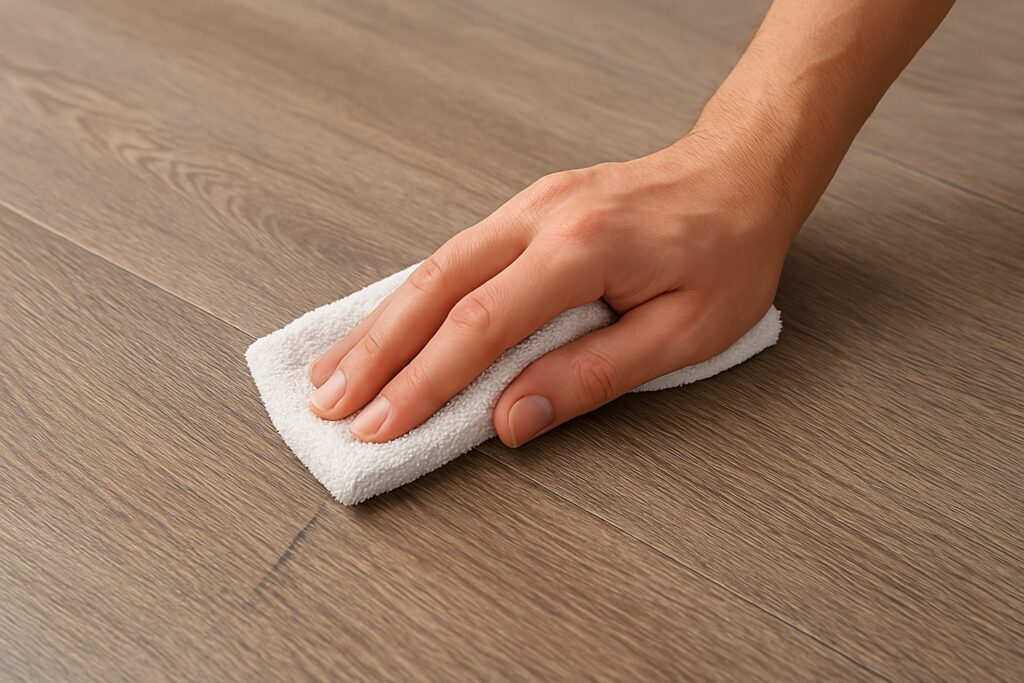 pvc vloer reiningen met microvezel doek