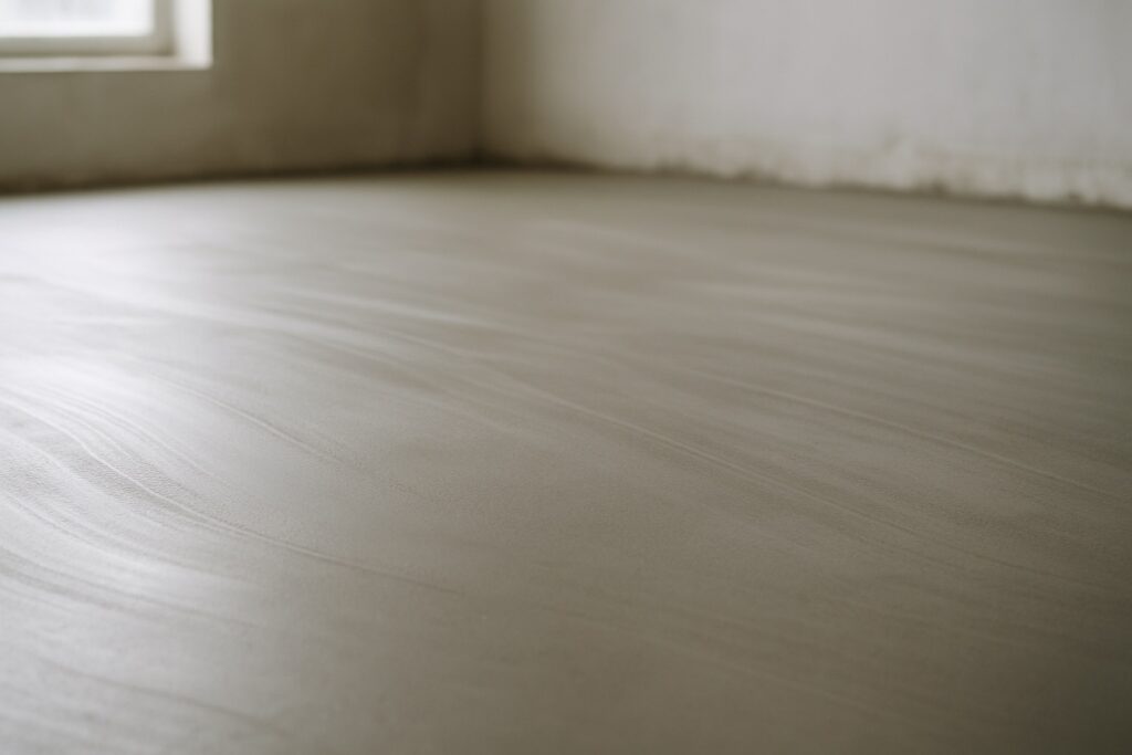 Een geëgaliseerde vloer als voorbereiding voor het leggen van plak PVC