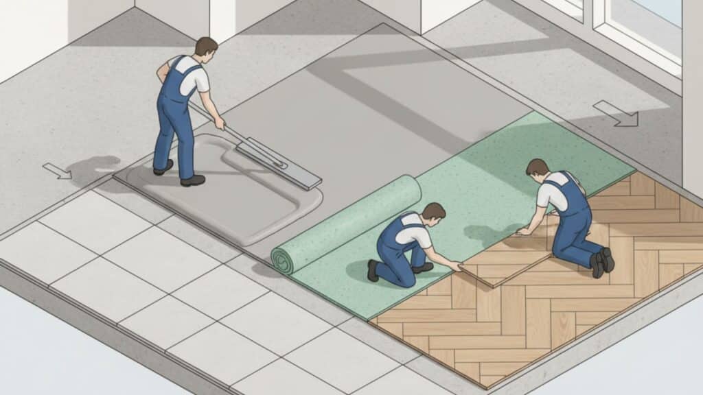 PVC vloer over tegels