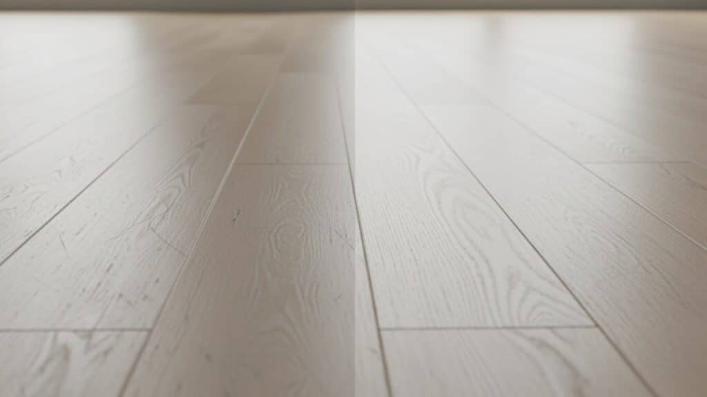 Levensduur PVC vloer verschil bekrast en nieuw