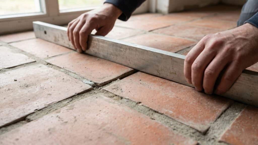 PVC vloer egaliseren waterpas meten