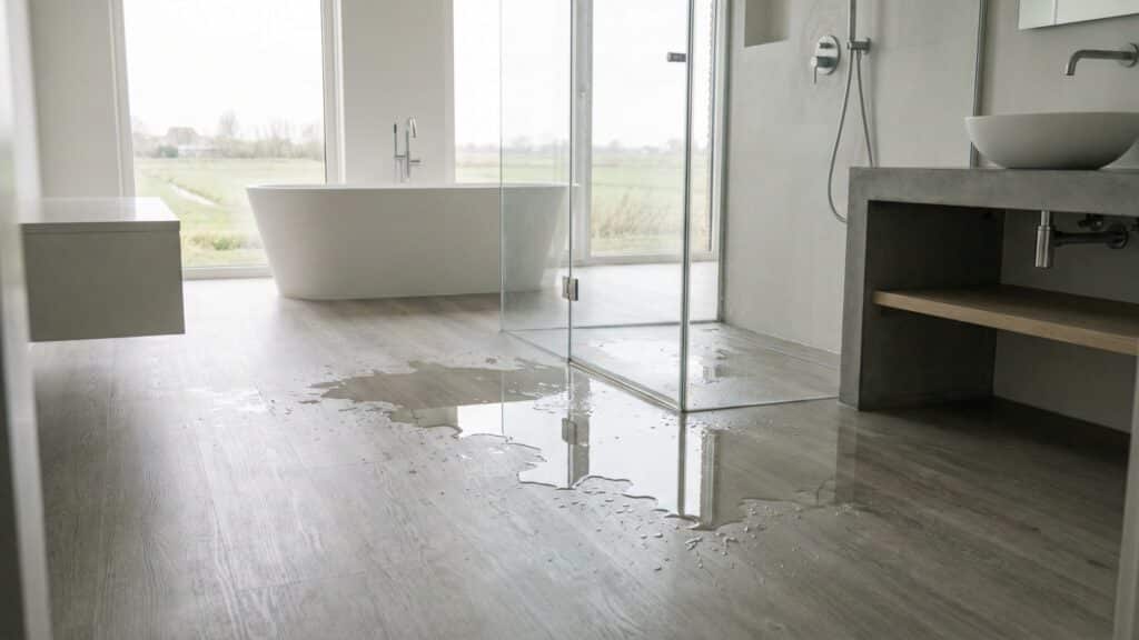 PVC vloer met waterdruppels in moderne woning