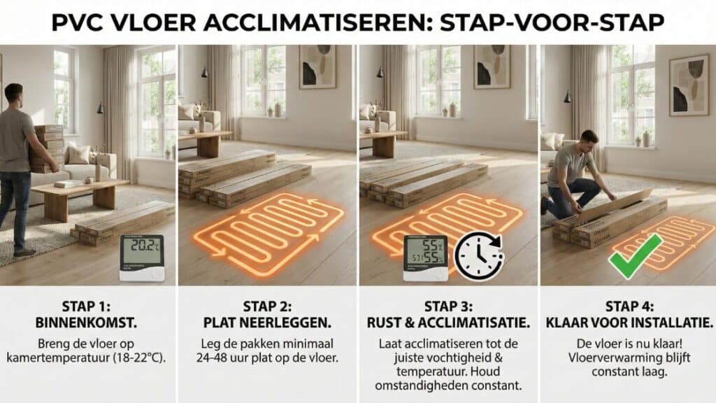 Stappenplan voor het correct acclimatiseren van een PVC vloer