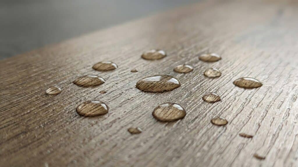 Detail van PVC vloer met water op oppervlak