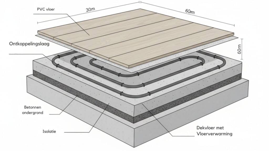 PVC vloer in combinatie met vloerverwarming en temperatuurwerking